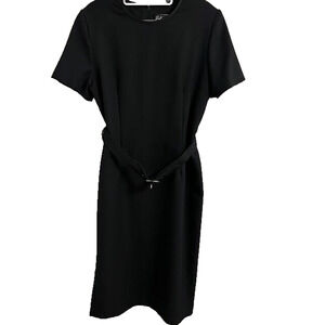 Vintage Breli Originals Black Belted Dress Made USA Short Sleeve Women 12